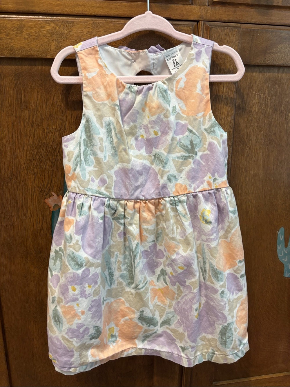 Carter's Pastel Floral Sleeveless Dress in Peach and Lavender